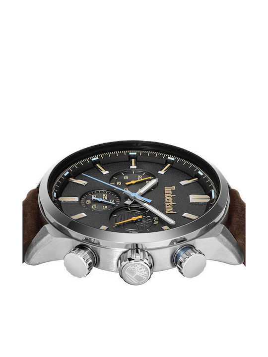 Timberland Henniker Ii Ανδρικό Ρολόι 46mm Χρονογράφος Μπαταρίας με Καφέ Δερμάτινο Λουράκι