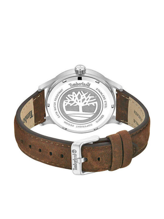 Timberland Trumbull Ανδρικό Ρολόι 45mm Μπαταρίας με Καφέ Δερμάτινο Λουράκι
