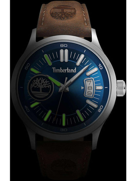 Timberland Trumbull Ανδρικό Ρολόι 45mm Μπαταρίας με Καφέ Δερμάτινο Λουράκι