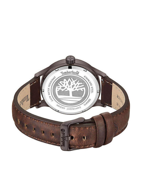 Timberland Trumbull Ανδρικό Ρολόι 45mm Μπαταρίας με Καφέ Δερμάτινο Λουράκι