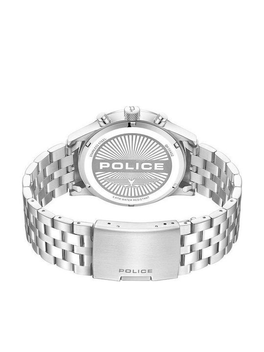 Police Driver Ii Ανδρικό Ρολόι 43mm Μπαταρίας με Ασημί Μεταλλικό Μπρασελέ