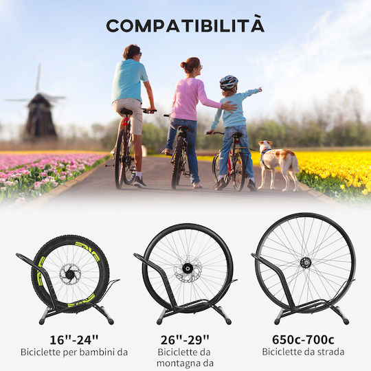 Sportnow Bicycle Stand for Tires < 8.5 cm Steel 59x41x38 cm Black Aa0-097v00bk