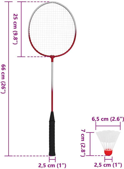 Set Badminton 4 Rachete Plasă 620x151 cm 4016331 Multicolor
