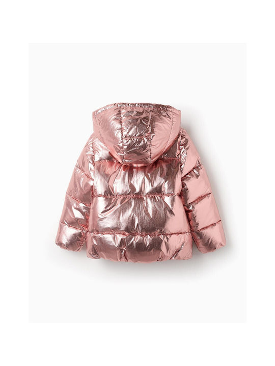 Brand Kids Quilted Jacket with Hood Pink