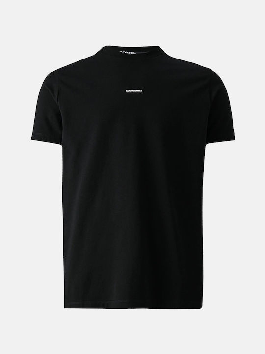 Karl Lagerfeld Crewneck T-shirt Bărbătesc cu Mânecă Scurtă Black