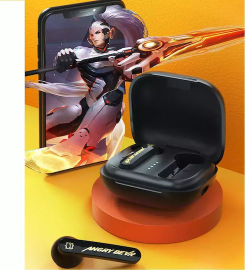 Nubi T9 Angry Bear Earbud Bluetooth Handsfree Ακουστικά με Θήκη Φόρτισης Μαύρα