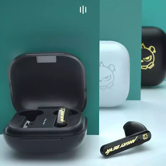 Nubi T9 Angry Bear Earbud Bluetooth Handsfree Ακουστικά με Θήκη Φόρτισης Μαύρα