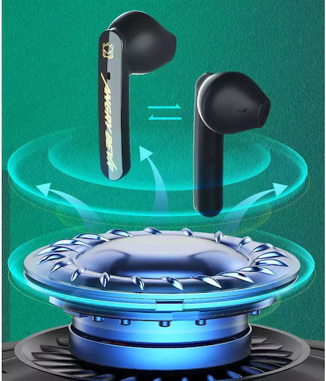 Nubi T9 Angry Bear Earbud Bluetooth Handsfree Ακουστικά με Θήκη Φόρτισης Μαύρα