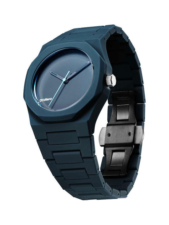 D1 Milano Polycarbon Watch Battery with Blue Rubber Strap