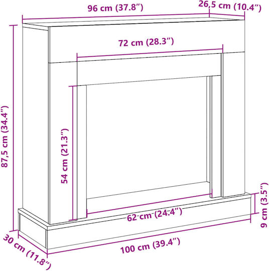 vidaXL Гориво за камини от метал 100x30x87.5см Сив