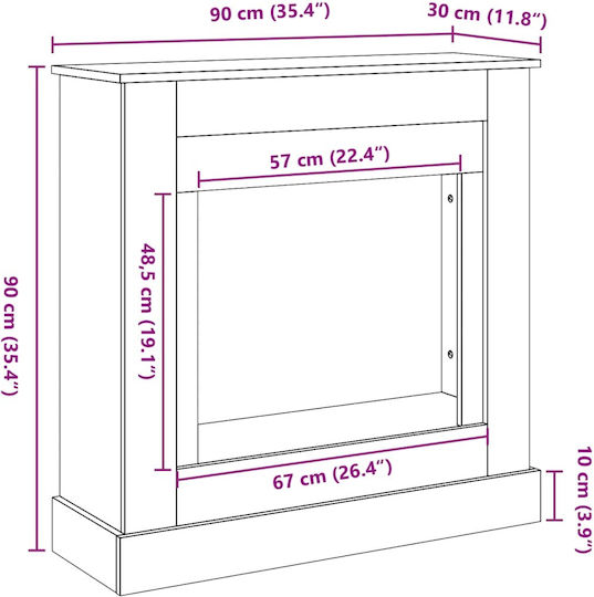 vidaXL Μεταλλικό Προστατευτικό Τζακιού 90x30x90cm