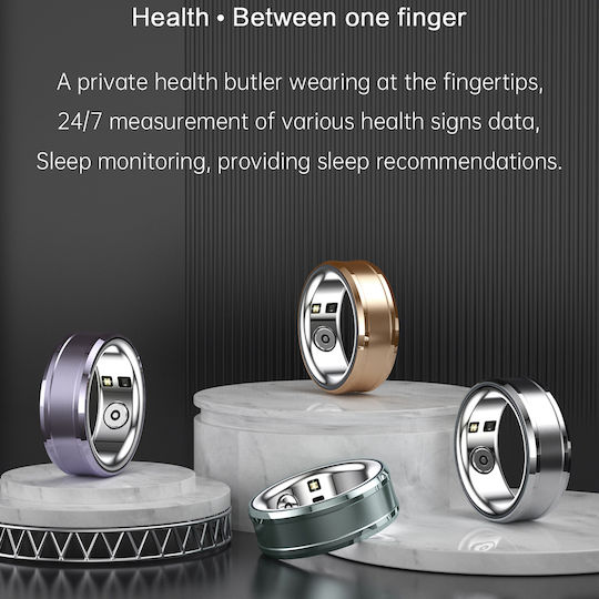 Techsuit R3 Smart Ring 20.6mm με Παλμογράφο Cyan