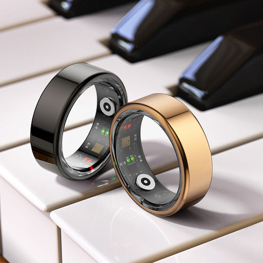 Techsuit R02 Smart Ring 18mm με Παλμογράφο Μαύρο