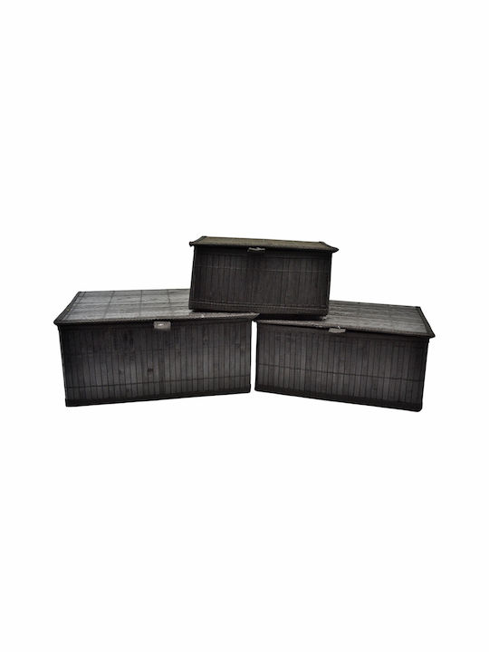 Ankor Ankor Hölzernes Aufbewahrungsbox mit Deckel aus Bambusholz in Schwarz 32x25x15cm