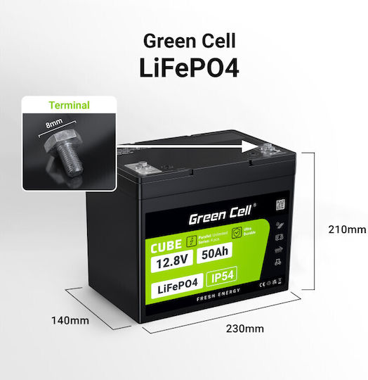 Green Cell Ανταλλακτική Μπαταρία 50Ah 12.8V 640Wh για Ηλεκτρικό Scooter σε Μαύρο Χρώμα