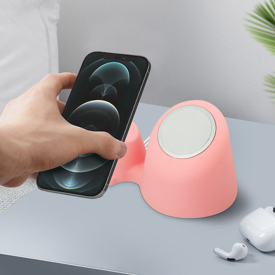 Magsafe Desktop Support Apple Watch Airpods 3 In 1 Dock Pink