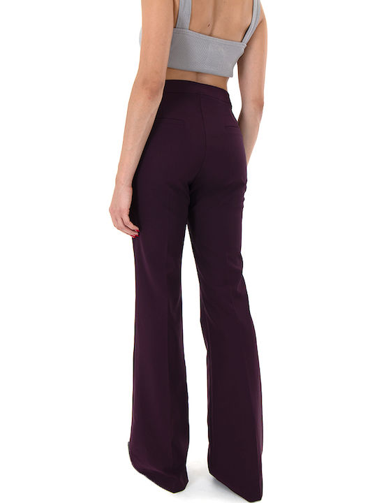 Damen Hoch tailliert Stoff Hose Bordeaux