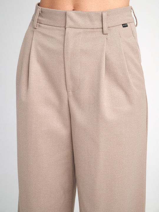 Marina Women's Fabric Trousers Light Beige