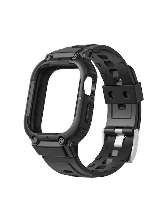 Apple Watch Ultra 49mm Silikon Bumper Verstellbares Armband Schwarz