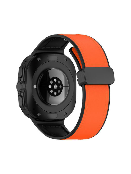 Curea din piele magnetică pentru Galaxy Watch Ultra 47mm portocaliu negru OEM
