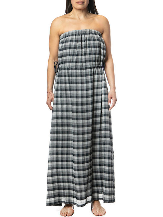 Maxi Damenkleid mit Rüschen Hellblau