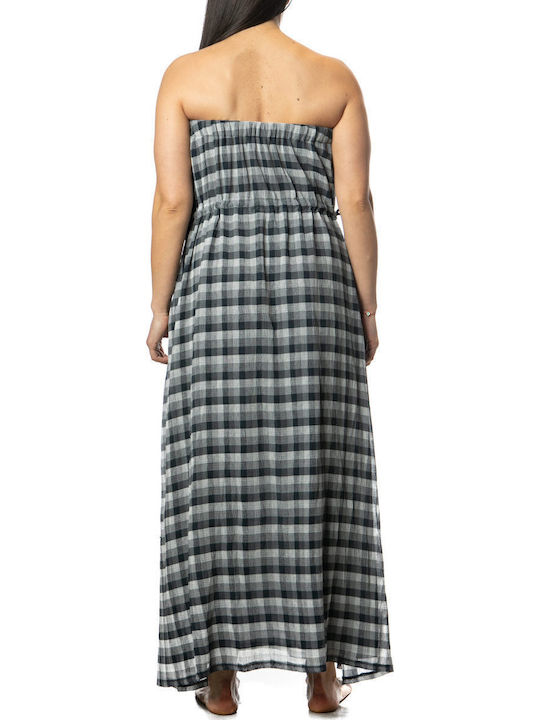 Maxi Damenkleid mit Rüschen Hellblau