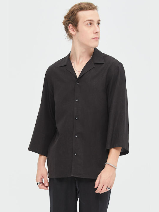 Aristoteli Bitsiani Men's Shirt Linen Black