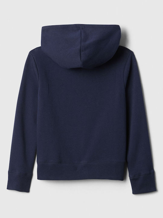 GAP Cardigan pentru copii din material frotirat Fleece cu glugă Albastru