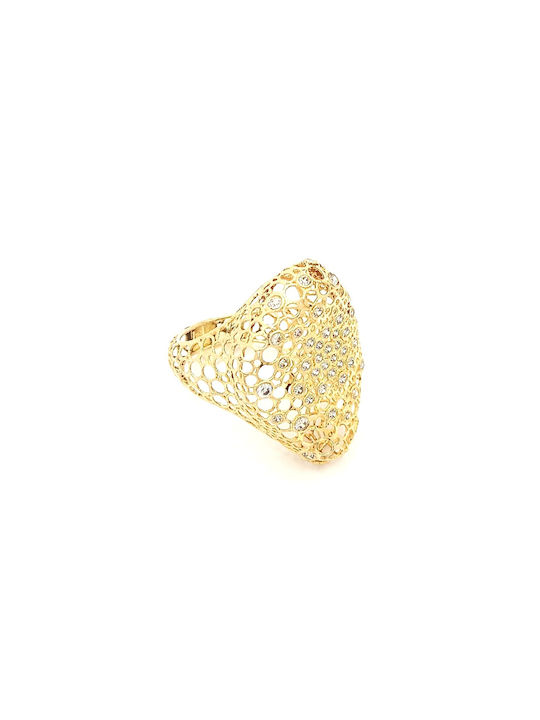 PS Silver Ring with Zircon made of Silver Gold Plated