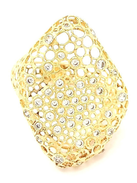 PS Silver Ring with Zircon made of Silver Gold Plated