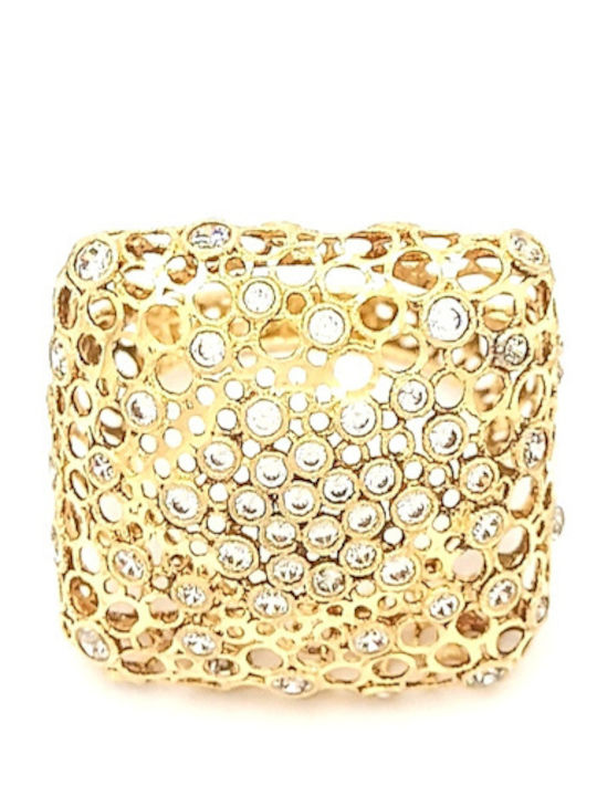 PS Silver Ring with Zircon made of Silver Gold Plated