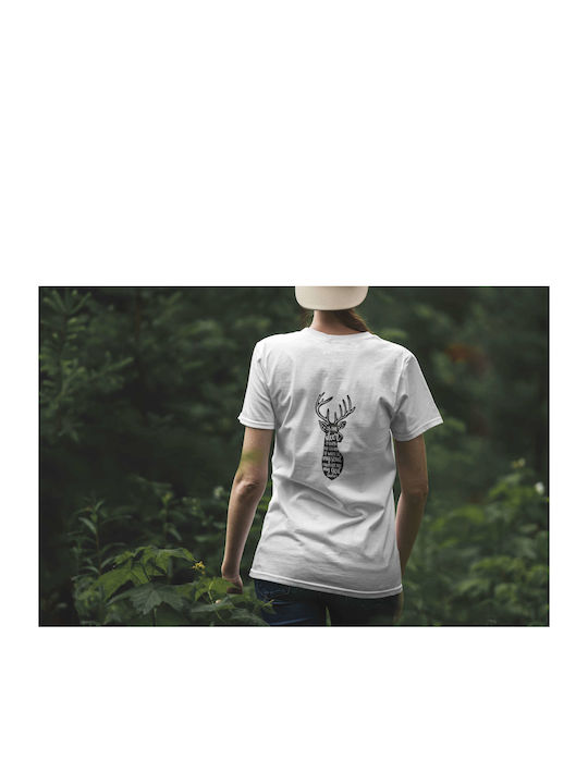 Deer Psalm Art T-shirt White Cotton