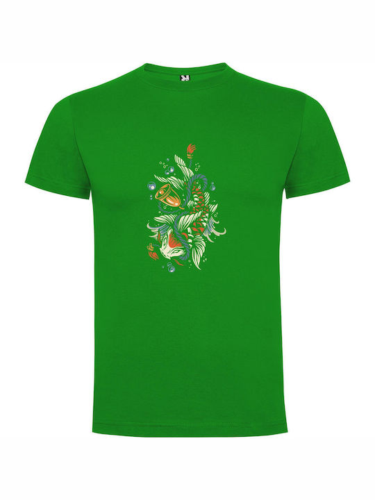 Floating Koi Serenity T-shirt Green Cotton