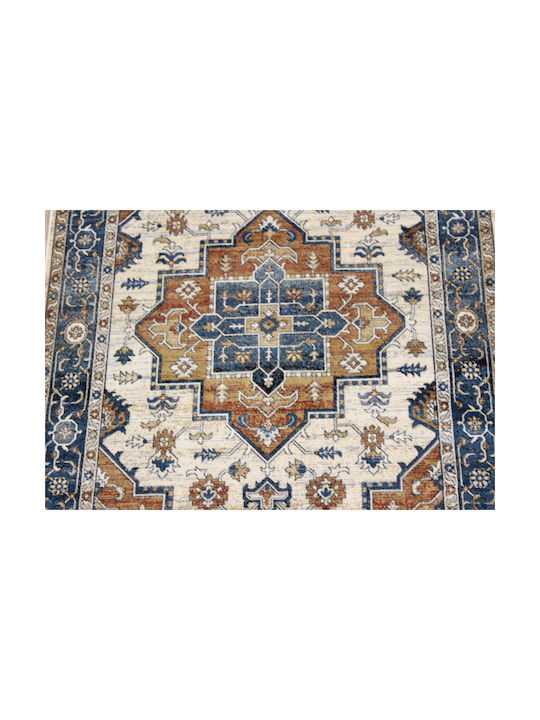 Castor Rug Rectangular Cotton 594 Ivory Blue