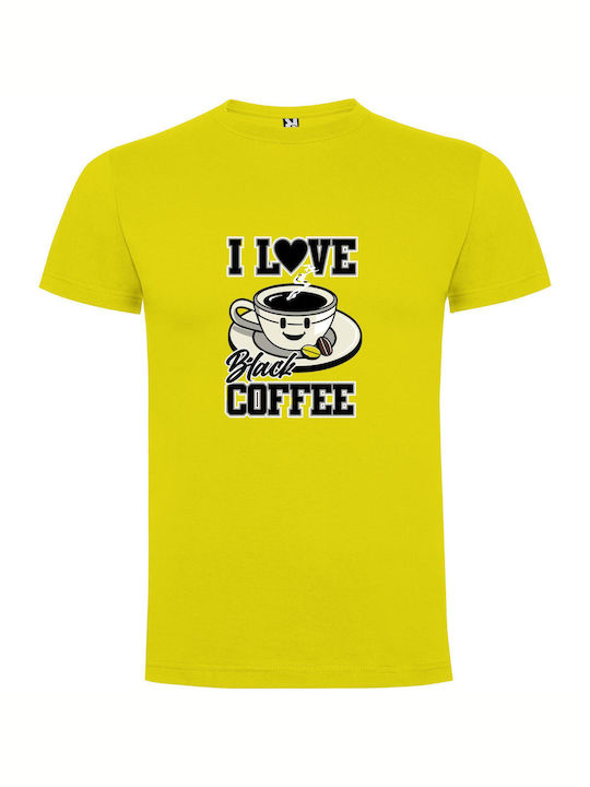 Black Coffee Elegance T-shirt Yellow Cotton