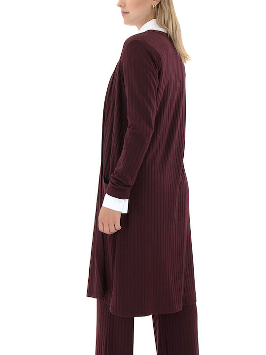 Twenty 29 Long Women's Knitted Cardigan Burgundy