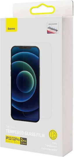 Baseus Glass Film 0.3мм Закалено стъкло 2бр Черен (iPhone 12 / 12 Pro)