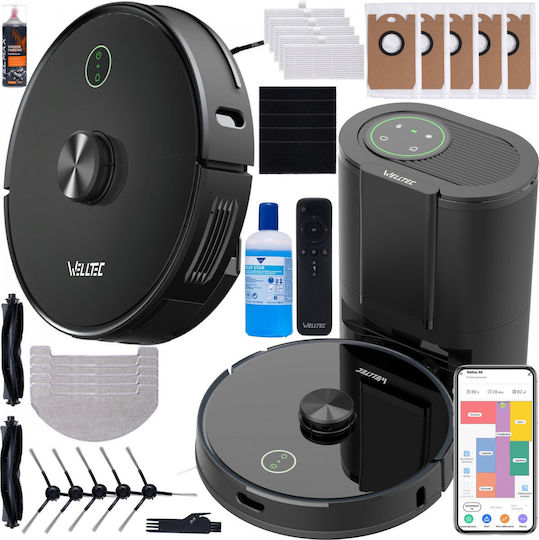 Welltec R8 Pro Robot Vacuum for Vacuuming & Mopping with Mapping and Wi-Fi Black