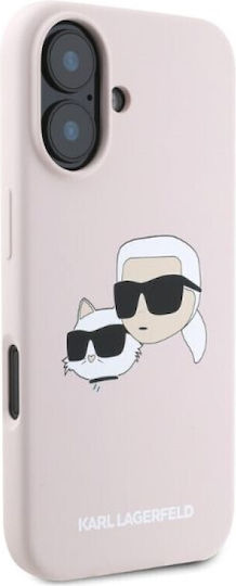 Karl Lagerfeld Heads Umschlag Rückseite Silikon Rosa (iPhone 16, Karl Lagerfeld)