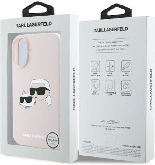 Karl Lagerfeld Heads Umschlag Rückseite Silikon Rosa (iPhone 16, Karl Lagerfeld)