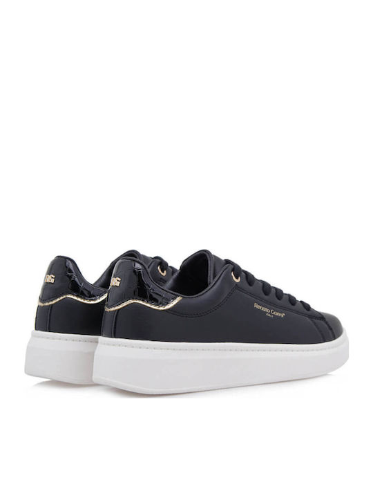 Adidași Flatforms Pentru Femei Negri Croco Negru Auriu Deschis