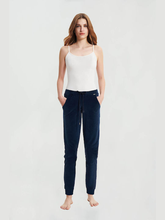 Vamp Winter Cotton Women's Pyjama Pants Blue Eclipse