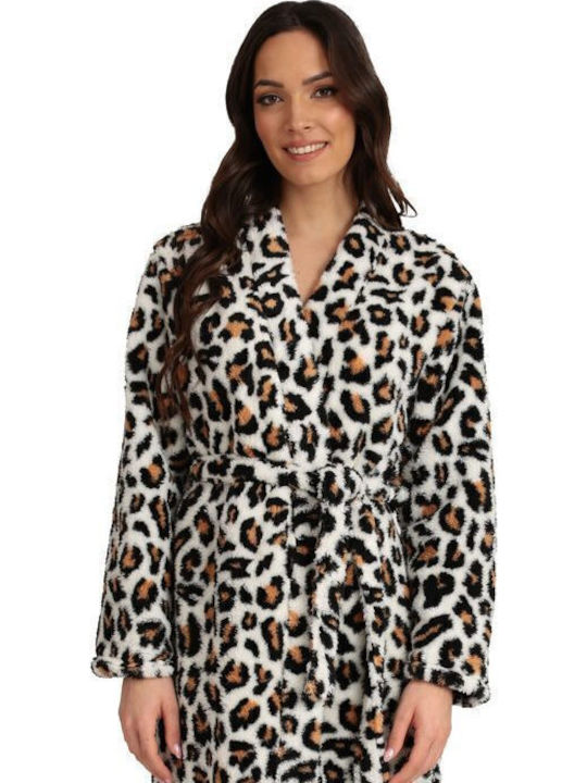 Lydia Creations Χειμερινή Γυναικεία Fleece Ρόμπα Πολύχρωμο