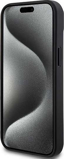 Dkny PU-Leder Hülle mit wiederholtem Muster und unterem Streifen für MagSafe iPhone 15 Schwarz