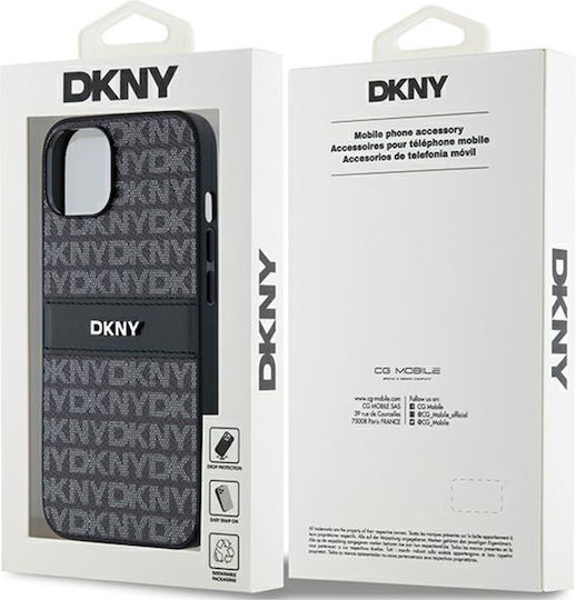 Dkny Pu Leder Wiederholungsmuster Tonale Streifen Hülle Iphone 15 Schwarz