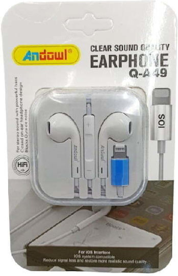 Andowl Q-A49 In-ear Handsfree Headphones with Connector Lightning White