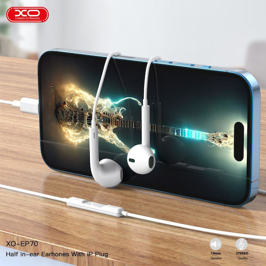 XO EP70 In-ear Handsfree Headphones with Connector Lightning White