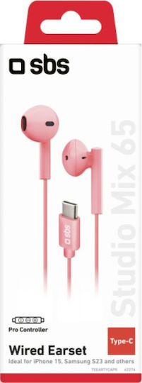 SBS Stereo Earset În ureche Handsfree cu Mufă USB-C Pink