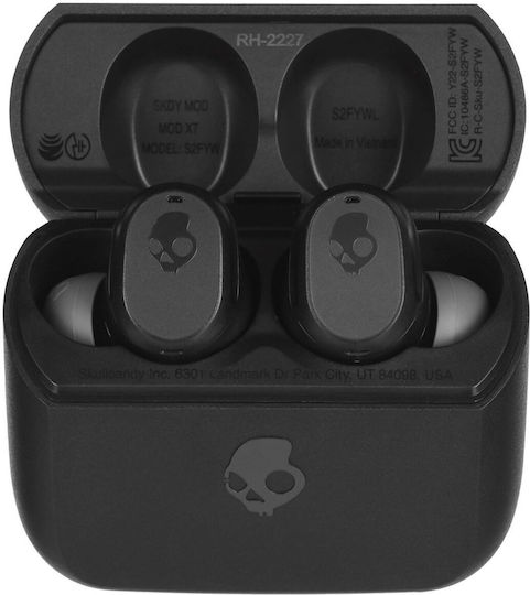 Skullcandy Mod In-ear Bluetooth Handsfree Ακουστικά με Αντοχή στον Ιδρώτα και Θήκη Φόρτισης True Black
