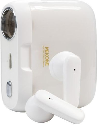 WK S28 Pop Digital Series Earbud Bluetooth Handsfree Ακουστικά με Θήκη Φόρτισης Λευκά